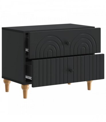 vidaXL Bedside Cabinet Black 62 x 34.5 x 48 cm Engineered Wood