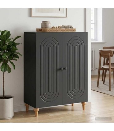 vidaXL Sideboard Black 66 x 34.5 x 90 cm Engineered Wood — V0672158123