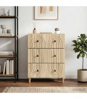 vidaXL Drawer Cabinet Sonoma Oak 66 x 34.5 x 90 cm Engineered Wood — V0672158133