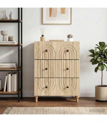 vidaXL Drawer Cabinet Sonoma Oak 66 x 34.5 x 90 cm Engineered Wood — V0672158133
