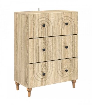 vidaXL Drawer Cabinet Sonoma Oak 66 x 34.5 x 90 cm Engineered Wood — V0672158133