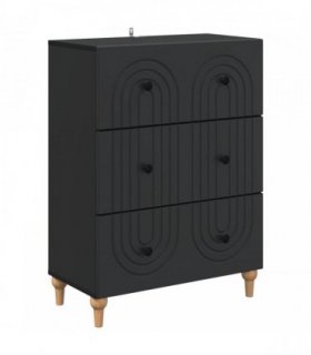 vidaXL Drawer Cabinet Black 66 x 34.5 x 90 cm Engineered Wood — V0672158134