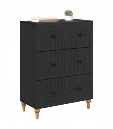 vidaXL Drawer Cabinet Black 66 x 34.5 x 90 cm Engineered Wood — V0672158134