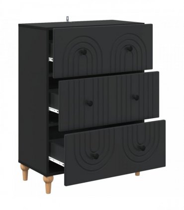 vidaXL Drawer Cabinet Black 66 x 34.5 x 90 cm Engineered Wood — V0672158134