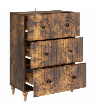 vidaXL Drawer Cabinet Smoked Oak 66 x 34.5 x 90 cm Engineered Wood — V0672158135