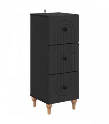 vidaXL Drawer Cabinet Black 33 x 34.5 x 90 cm Engineered Wood — V0672158146