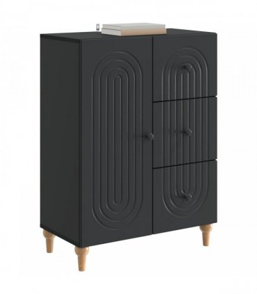 vidaXL Sideboard with Drawer Black 66 x 34.5 x 90 cm Engineered Wood — V0672158148