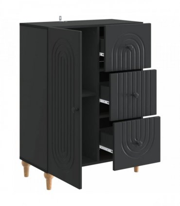 vidaXL Sideboard with Drawer Black 66 x 34.5 x 90 cm Engineered Wood — V0672158148