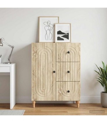 vidaXL Sideboard Sonoma Oak 66 x 34.5 x 90 cm Engineered Wood — V0672158149