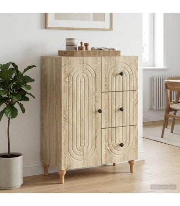vidaXL Sideboard Sonoma Oak 66 x 34.5 x 90 cm Engineered Wood — V0672158149