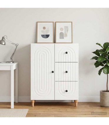 vidaXL Sideboard High Gloss White 66 x 34.5 x 90 cm Engineered Wood — V0672158150