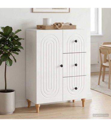 vidaXL Sideboard High Gloss White 66 x 34.5 x 90 cm Engineered Wood — V0672158150