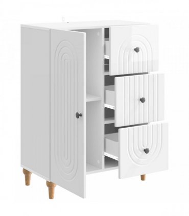 vidaXL Sideboard High Gloss White 66 x 34.5 x 90 cm Engineered Wood — V0672158150