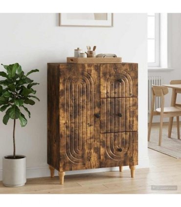 vidaXL Sideboard Smoked Oak 66 x 34.5 x 90 cm Engineered Wood — V0672158152