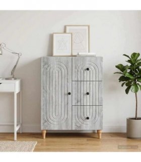 vidaXL Sideboard Grey Sonoma 66 x 34.5 x 90 cm Engineered Wood — V0672158155