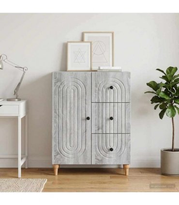 vidaXL Sideboard Grey Sonoma 66 x 34.5 x 90 cm Engineered Wood — V0672158155