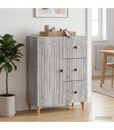 vidaXL Sideboard Grey Sonoma 66 x 34.5 x 90 cm Engineered Wood — V0672158155