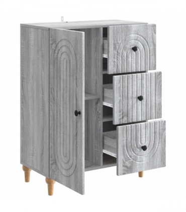 vidaXL Sideboard Grey Sonoma 66 x 34.5 x 90 cm Engineered Wood — V0672158155