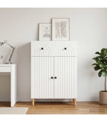 vidaXL Sideboard High Gloss White 66 x 34.5 x 90 cm Engineered Wood — V0672158158