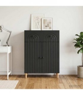 vidaXL Sideboard with Drawer Black 66 x 34.5 x 90 cm Engineered Wood — V0672158161