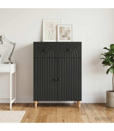 vidaXL Sideboard with Drawer Black 66 x 34.5 x 90 cm Engineered Wood — V0672158161