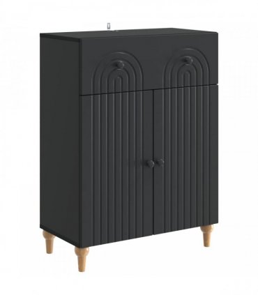 vidaXL Sideboard with Drawer Black 66 x 34.5 x 90 cm Engineered Wood — V0672158161