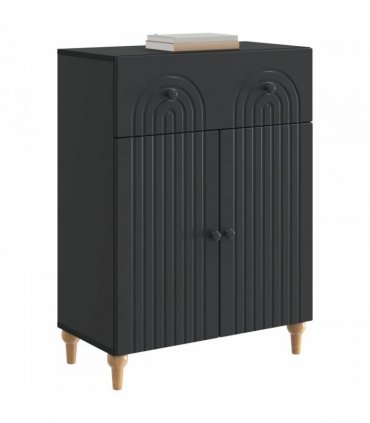 vidaXL Sideboard with Drawer Black 66 x 34.5 x 90 cm Engineered Wood — V0672158161