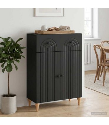 vidaXL Sideboard with Drawer Black 66 x 34.5 x 90 cm Engineered Wood — V0672158161