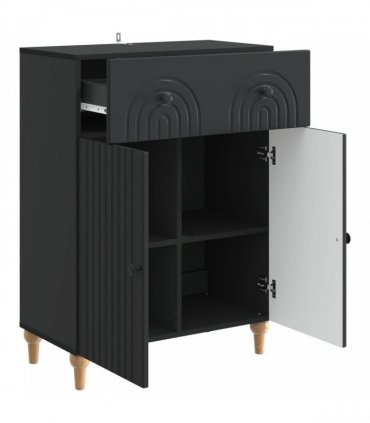 vidaXL Sideboard with Drawer Black 66 x 34.5 x 90 cm Engineered Wood — V0672158161