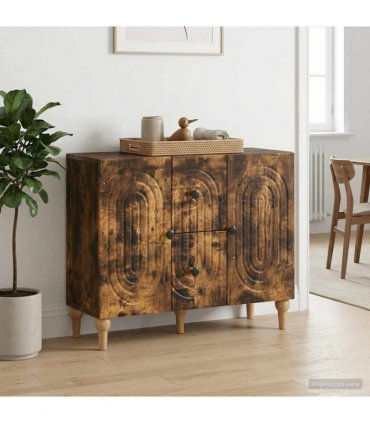 vidaXL TV Cabinet Smoked Oak 89 x 34.5 x 60 cm Engineered Wood