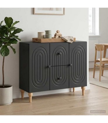 vidaXL TV Cabinet with Drawer Black 89 x 34.5 x 60 cm Engineered Wood
