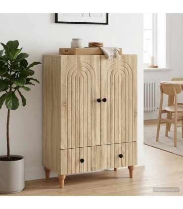 vidaXL Sideboard Sonoma Oak 66 x 34.5 x 95 cm Engineered Wood — V0672158172