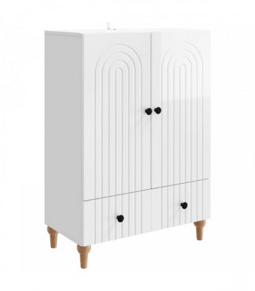 vidaXL Sideboard High Gloss White 66 x 34.5 x 95 cm Engineered Wood — V0672158176