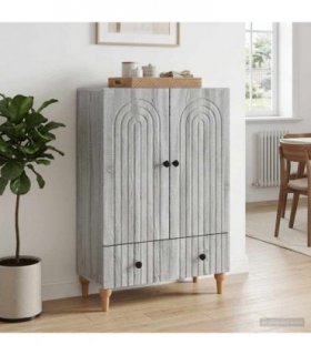 vidaXL Sideboard Grey Sonoma 66 x 34.5 x 95 cm Engineered Wood — V0672158177
