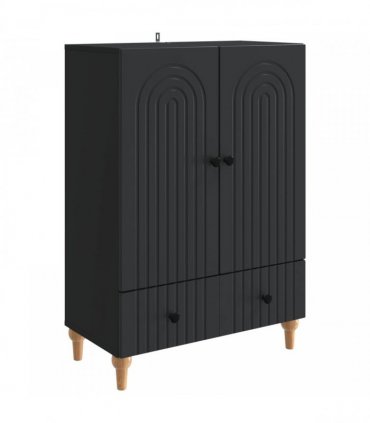 vidaXL Sideboard with Drawer Black 66 x 34.5 x 95 cm Engineered Wood — V0672158178