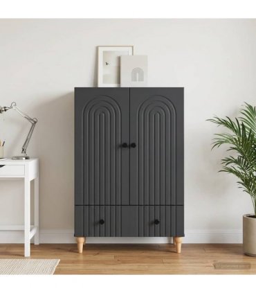 vidaXL Sideboard with Drawer Black 66 x 34.5 x 95 cm Engineered Wood — V0672158178