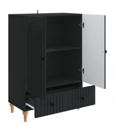 vidaXL Sideboard with Drawer Black 66 x 34.5 x 95 cm Engineered Wood — V0672158178