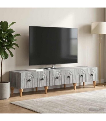 vidaXL TV Cabinet Grey Sonoma 147 x 34.5 x 30 cm Engineered Wood — V0672158198