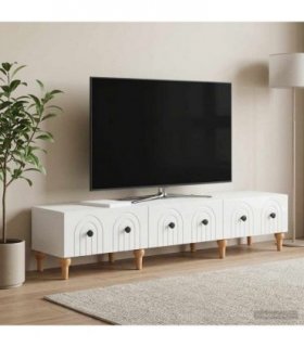 vidaXL TV Cabinet High Gloss White 147 x 34.5 x 30 cm Engineered Wood — V0672158199