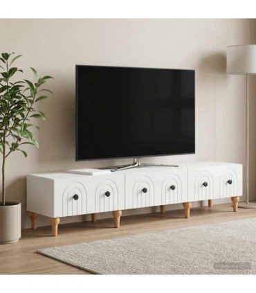vidaXL TV Cabinet High Gloss White 147 x 34.5 x 30 cm Engineered Wood — V0672158199