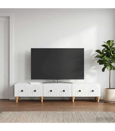 vidaXL TV Cabinet High Gloss White 147 x 34.5 x 30 cm Engineered Wood — V0672158199