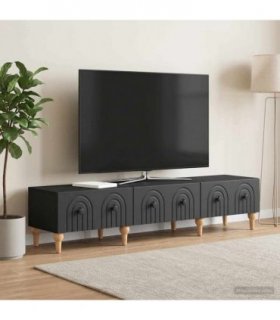 vidaXL TV Cabinet with Drawer Black 147 x 34.5 x 30 cm Engineered Wood — V0672158200