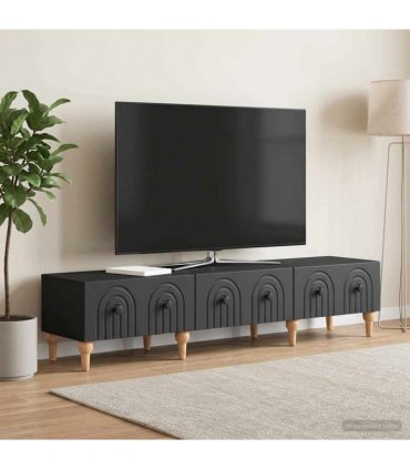 vidaXL TV Cabinet with Drawer Black 147 x 34.5 x 30 cm Engineered Wood — V0672158200