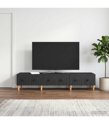 vidaXL TV Cabinet with Drawer Black 147 x 34.5 x 30 cm Engineered Wood — V0672158200
