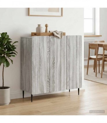 vidaXL Sideboard Grey Sonoma 89 x 34.5 x 82 cm Engineered Wood