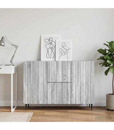 vidaXL Sideboard Grey Sonoma 89 x 34.5 x 62 cm Engineered Wood