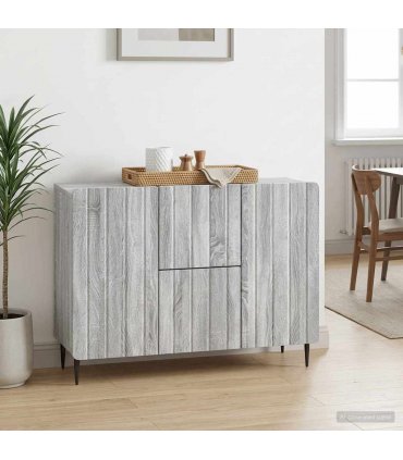 vidaXL Sideboard Grey Sonoma 89 x 34.5 x 62 cm Engineered Wood