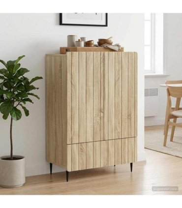vidaXL Sideboard Sonoma Oak 66 x 34.5 x 97 cm Engineered Wood