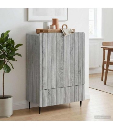 vidaXL Sideboard Grey Sonoma 66 x 34.5 x 97 cm Engineered Wood
