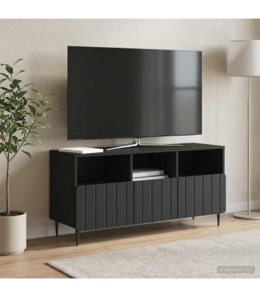 vidaXL TV Cabinet with Drawer Black 102 x 34.5 x 50 cm Engineered Wood — V0672158306
